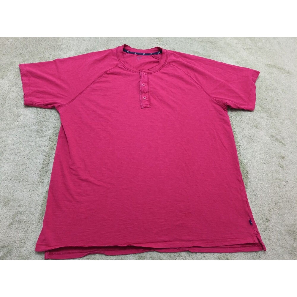 Gap Men’s Red T-Shirt Size XL Crew Neck 3 Button Workout Shirt